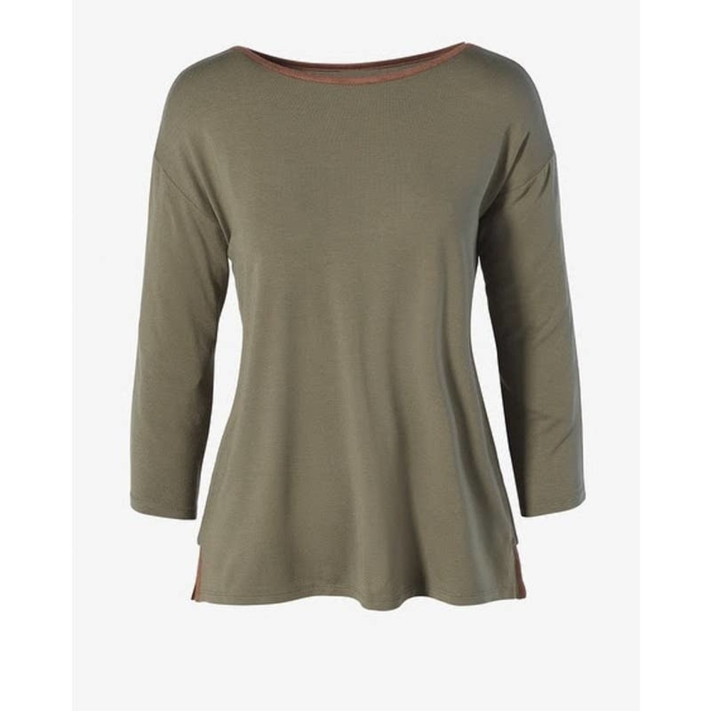Chico's‎ Faux Suede-Trim Bateau Neck Top Sz 2 (L (12) NWTS